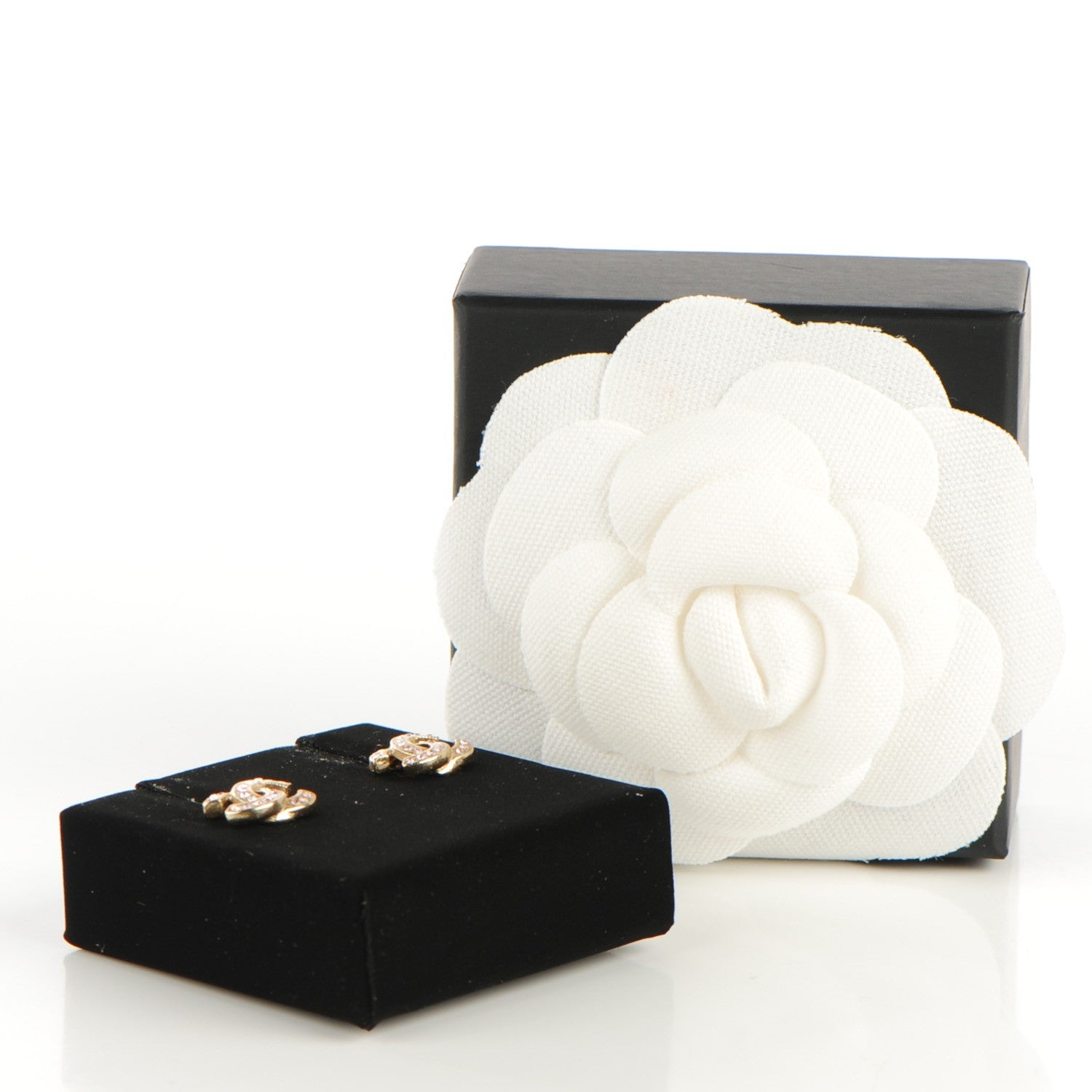 Chanel Crystal Twisted CC Earrings Light Gold Pale Pink 5 of 5
