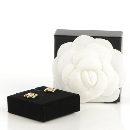 Chanel Crystal Twisted CC Earrings Light Gold Pale Pink 5 of 5
