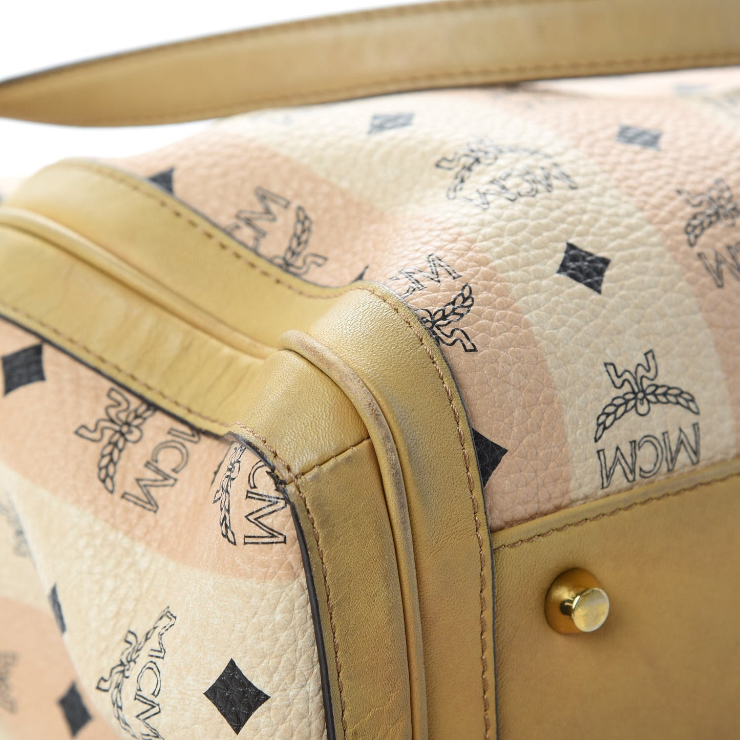 Striped Visetos Shopping Tote Beige