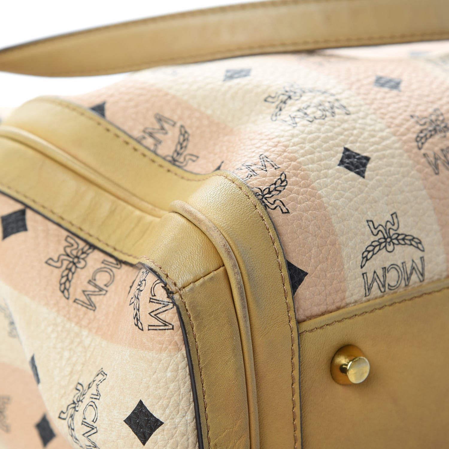 MCM Striped Visetos Shopping Tote Beige 12 of 19