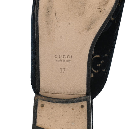 Gucci Velvet GG Monogram Womens Princetown Slippers 37 Blue Beige 6 of 9