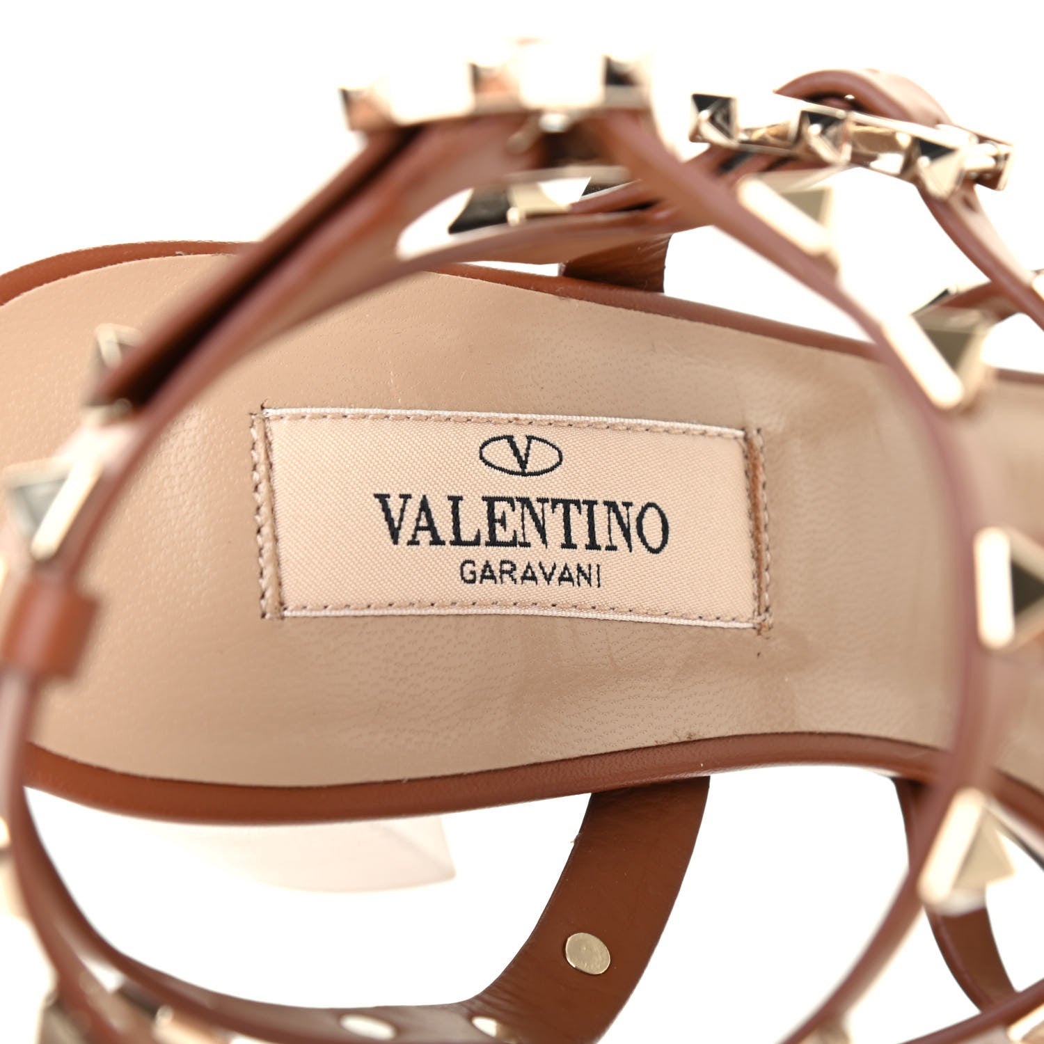 Valentino Garavani Calfskin Rockstud 90mm City Sandals 37 Saddle Brown 6 of 7