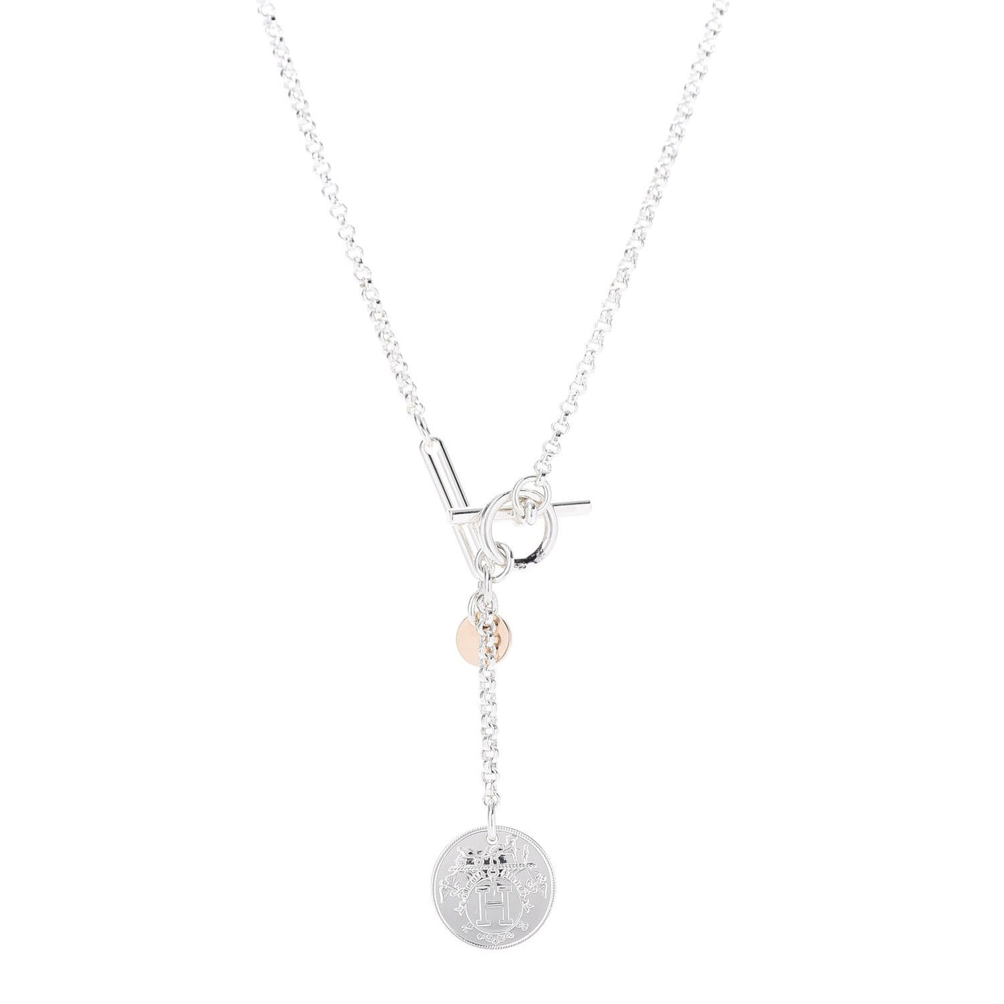 Sterling Silver 18K Rose Gold PM Ex-Libris Pendant Necklace