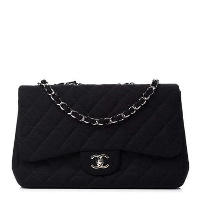 Chanel Jersey Quilted Jumbo Single Flap Black 1 of 10