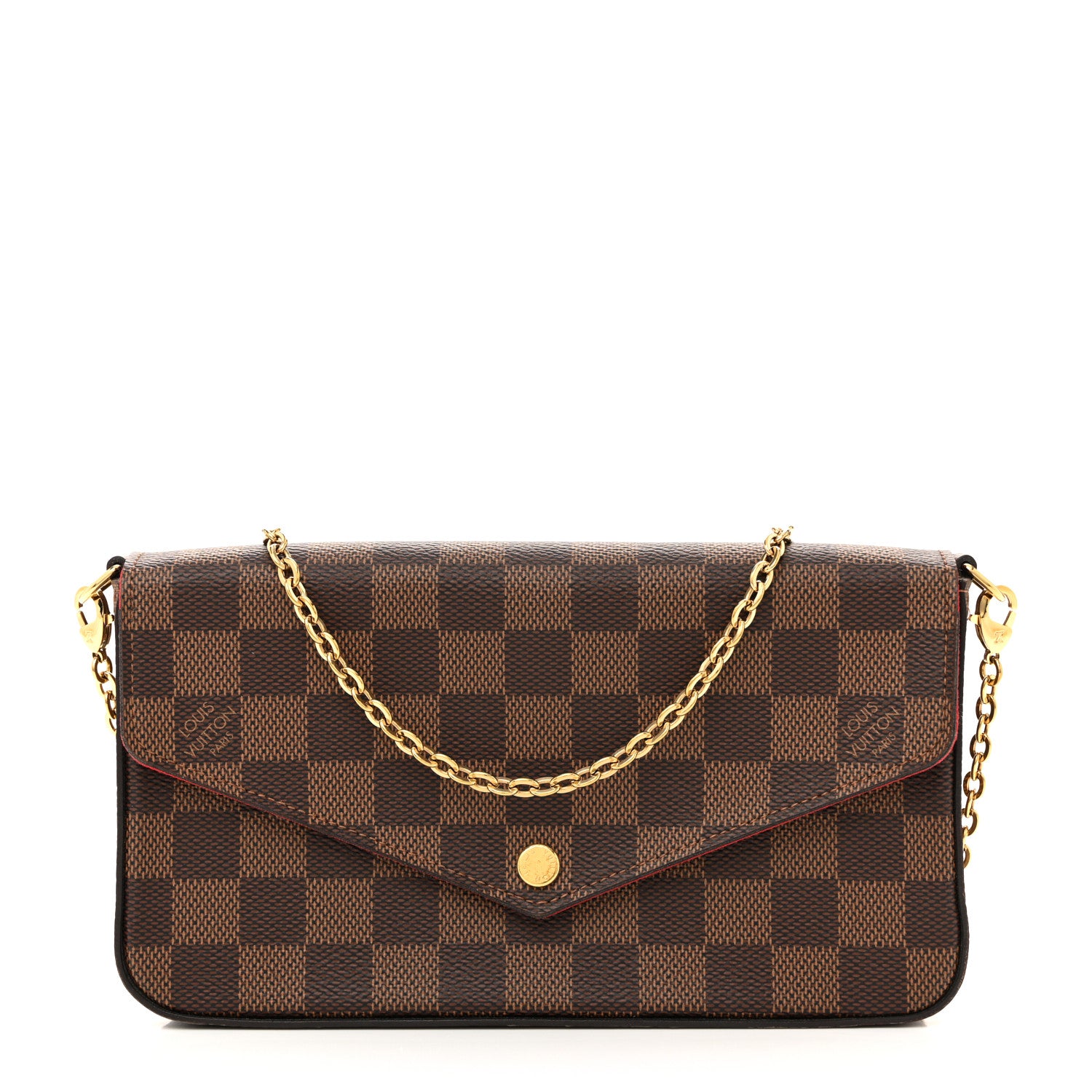Louis Vuitton Damier Ebene Pochette Felicie Chain Wallet 1 of 13