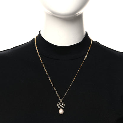 Gucci Metal Pearl Blondie Pendant Necklace Gold Black 2 of 5