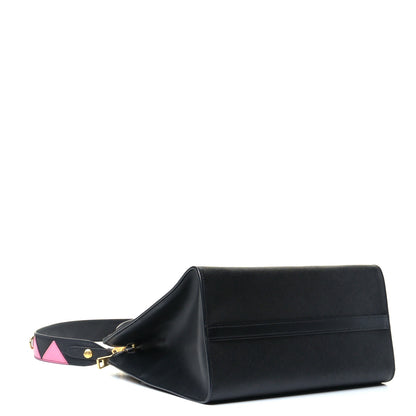 Prada Saffiano Greche Greca Paradigme Bag Black Pink 3 of 6