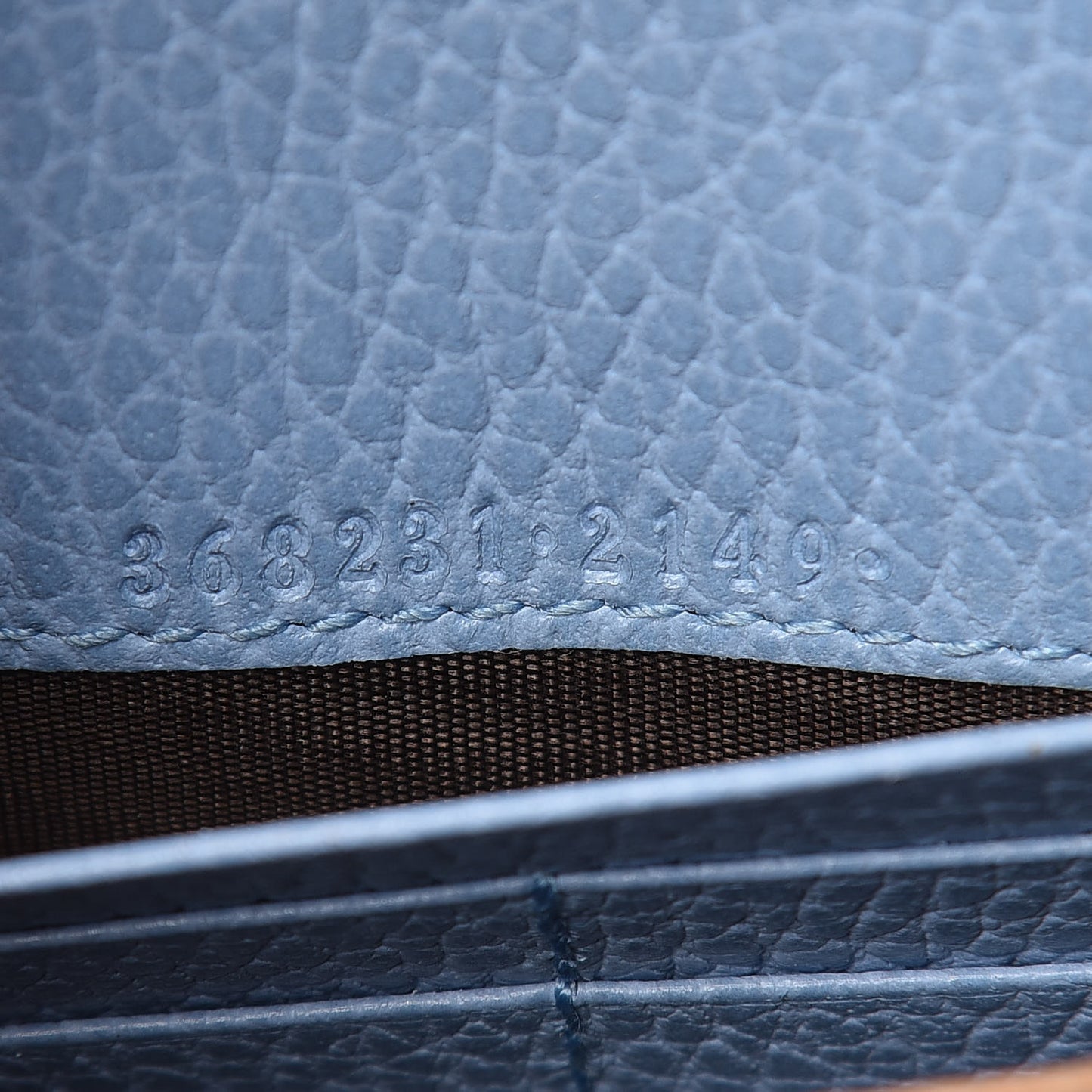 Dollar Calfskin Mini Swing Wallet Bag Camelia Mineral Blue
