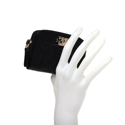 Chanel Caviar Quilted Boy Zip Around Coin Purse Wallet Black 2 of 11
