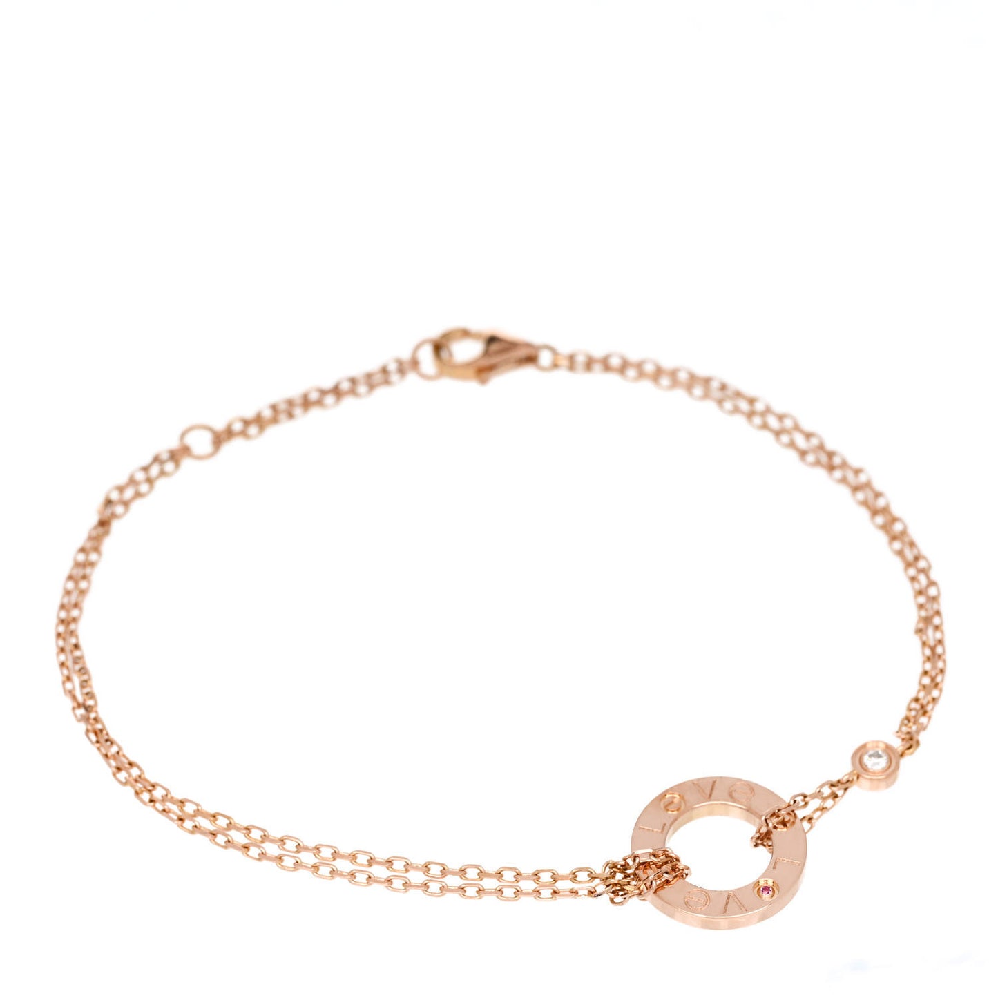 18K Pink Gold Diamond Pink Sapphire LOVE Bracelet