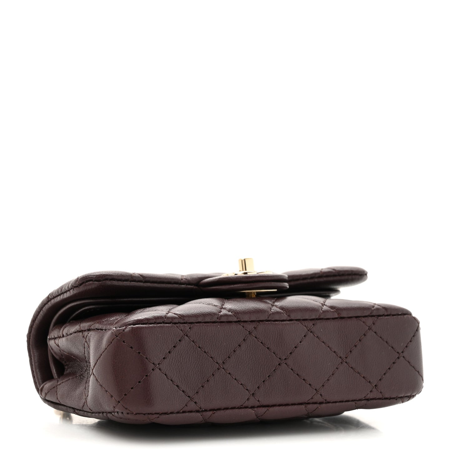Lambskin Quilted Mini Double Flap With Hook Dark Brown