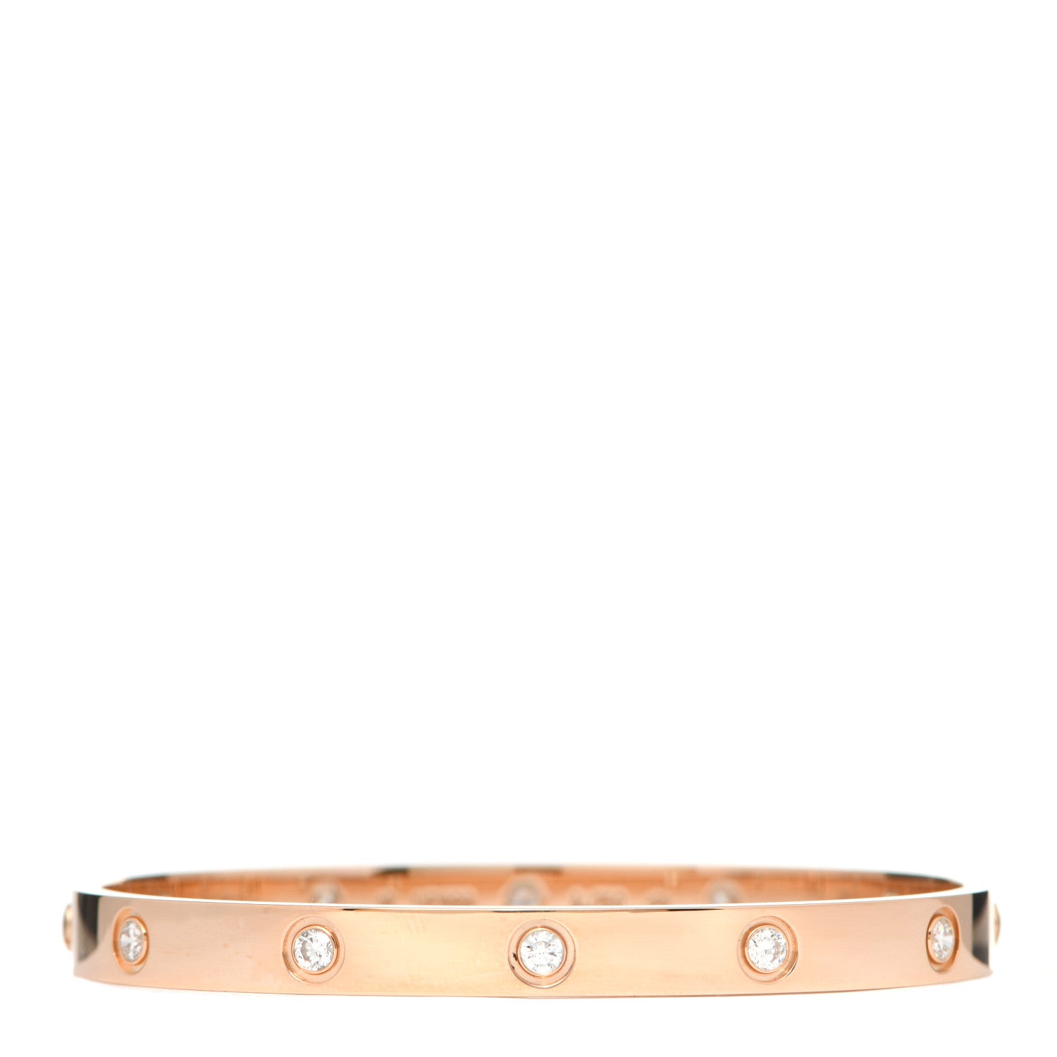 Cartier 18K Pink Gold 10 Diamond LOVE Bracelet 18 1 of 6