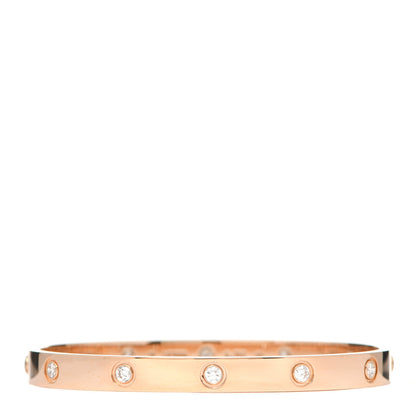 Cartier 18K Pink Gold 10 Diamond LOVE Bracelet 18 1 of 6