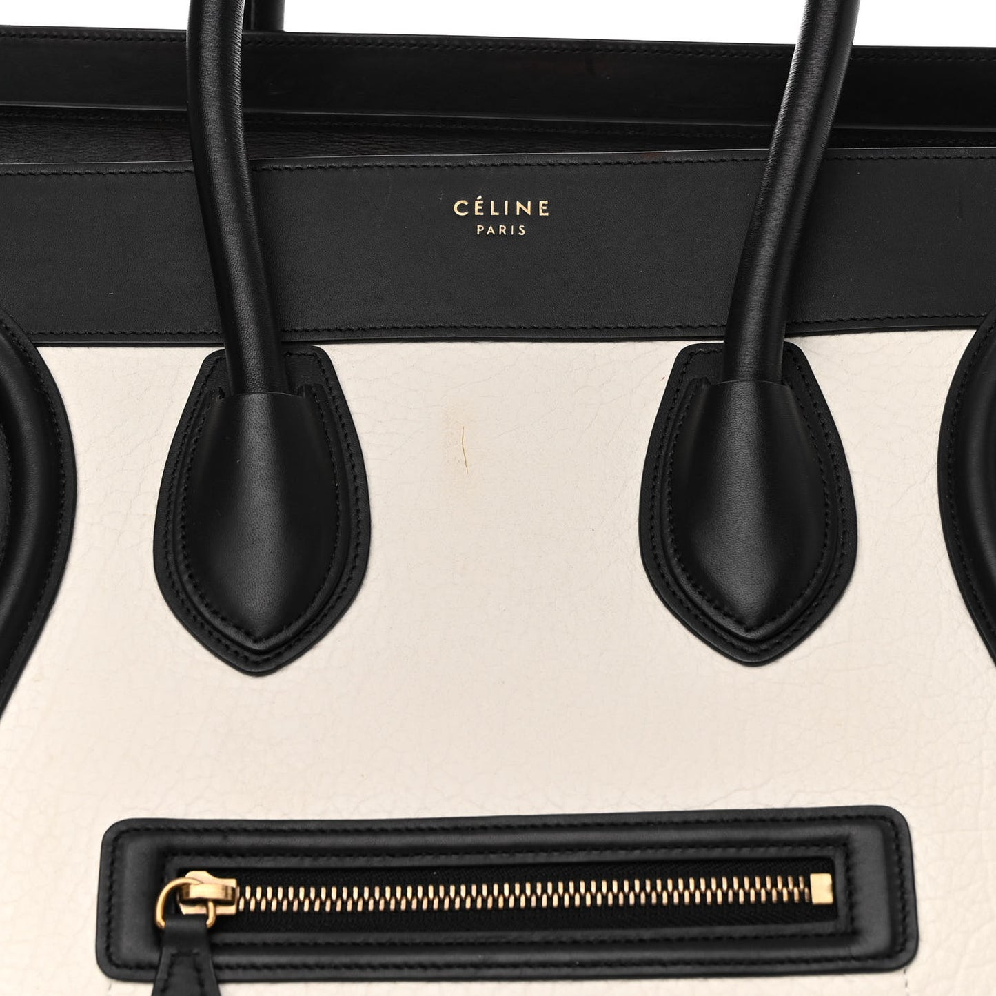 Baby Grained Calfskin Tri-Color Mini Luggage White Liquorice