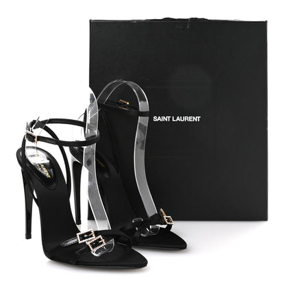 Saint Laurent Calfskin Satin Crystal Gippy 110 Sandals 36.5 Black 8 of 8