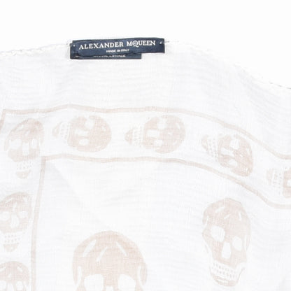 Alexander McQueen Silk Chiffon Skull Scarf Beige Ivory 3 of 4