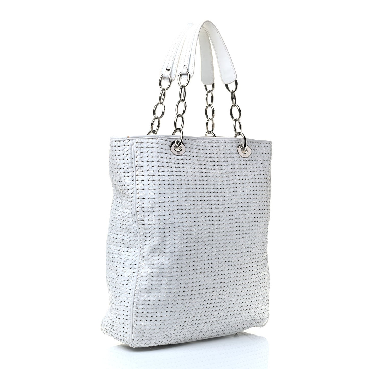 Lambskin Woven Dior Soft Shopping Tote White