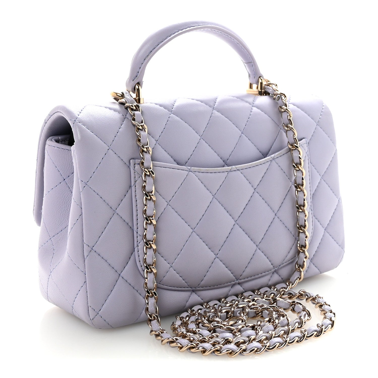 Chanel Lambskin Quilted Mini Top Handle Rectangular Flap Light Purple 3 of 10