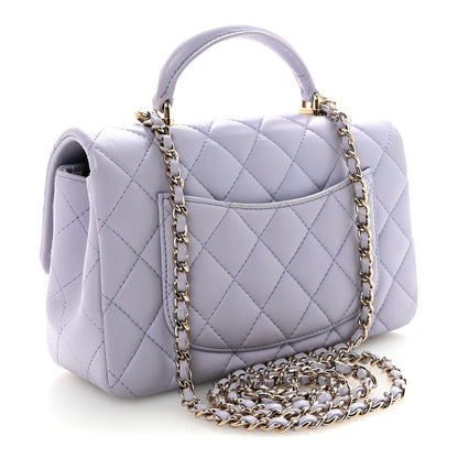 Chanel Lambskin Quilted Mini Top Handle Rectangular Flap Light Purple 3 of 10