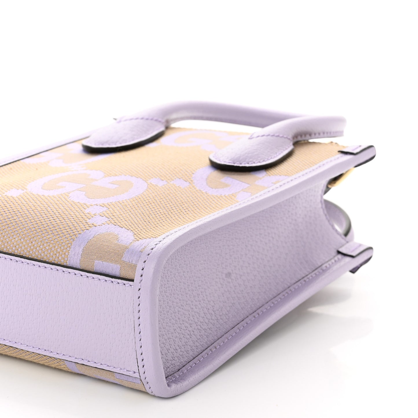 Monogram Jumbo GG Textured Dollar Calfskin Mini Tote Bag Beige Lapis