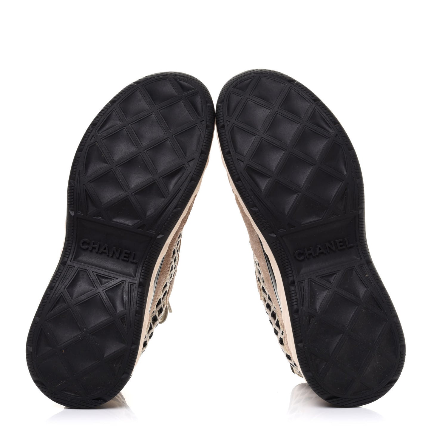 Suede Calfskin Embroidered CC Sneakers 38 Beige Black
