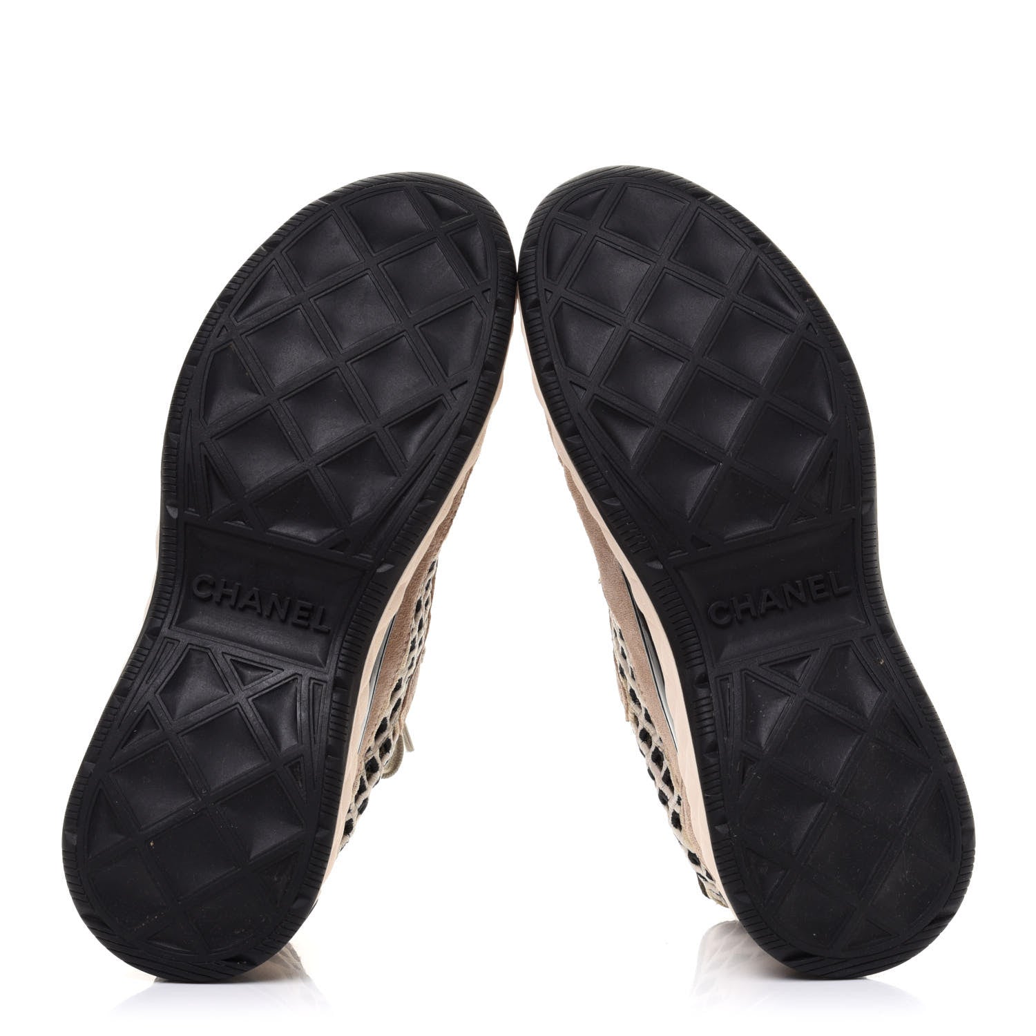 Chanel Suede Calfskin Embroidered CC Sneakers 38 Beige Black 5 of 9