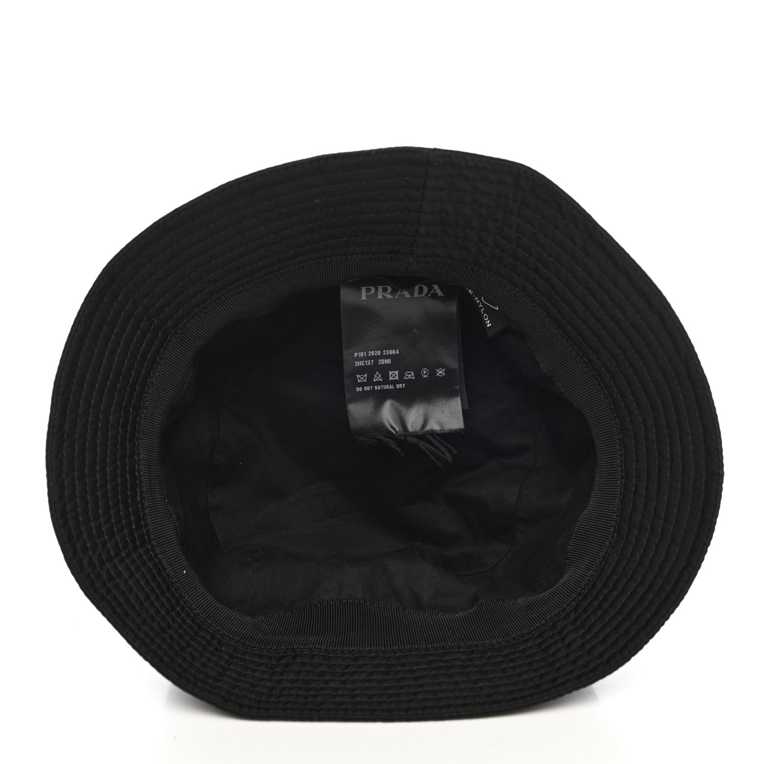 Prada Re-Nylon Metal Triangle Logo Mens Bucket Hat M Black 7 of 8