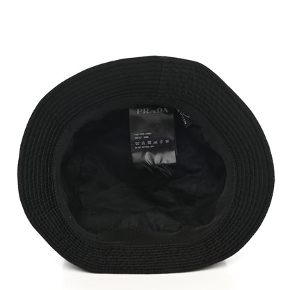 Prada Re-Nylon Metal Triangle Logo Mens Bucket Hat M Black 7 of 8