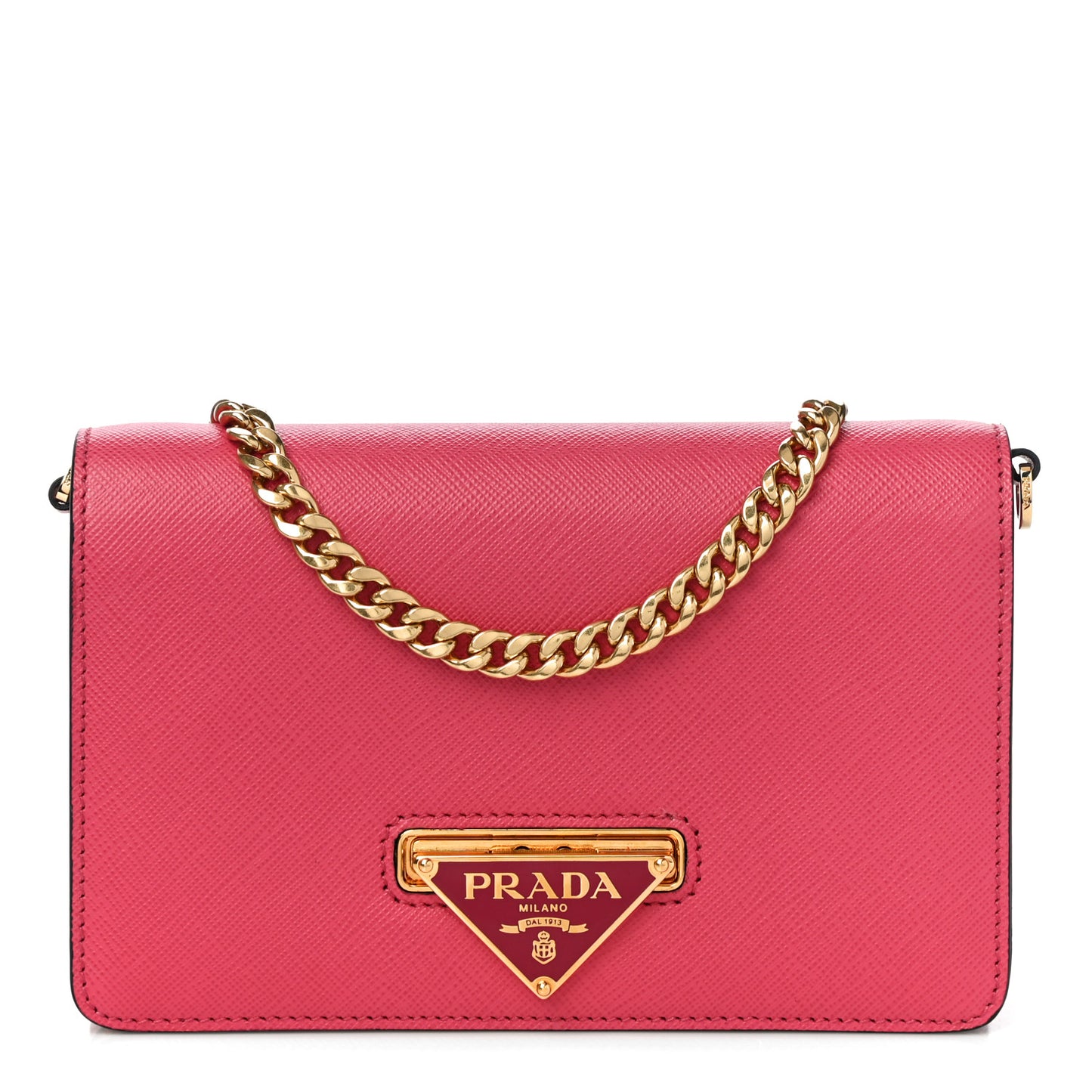 Saffiano Bandoliera Flip Lock Chain Crossbody Bag Peonia