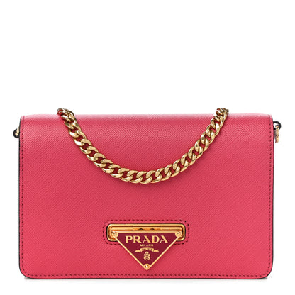 Prada Saffiano Bandoliera Flip Lock Chain Crossbody Bag Peonia 1 of 9