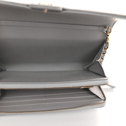 Chanel Caviar Quilted Phone Holder Wallet on Removable Chain Grey 5 of 11