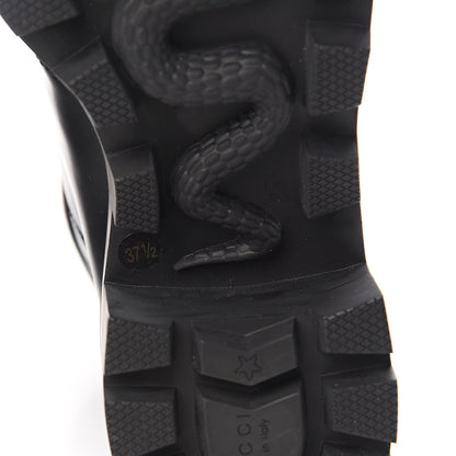 Gucci Calfskin Womens Sylvie Web Lace Up Combat Boots 37.5 Black 7 of 10