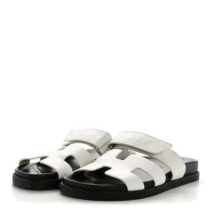 Hermes Calfskin Womens Chypre Sandals 37 White 4 of 11
