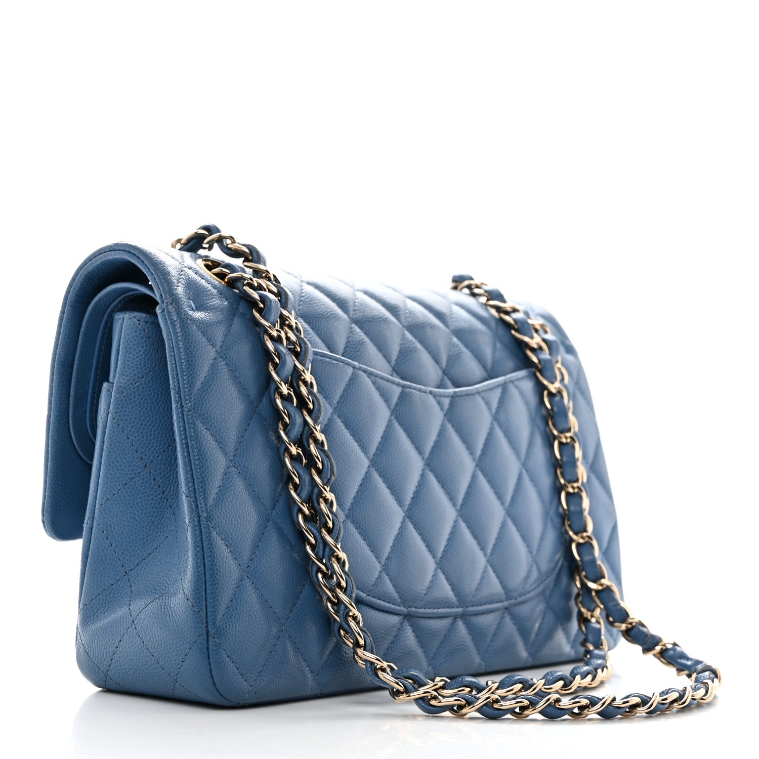 Chanel Caviar Quilted Medium Double Flap Blue 2 of 10