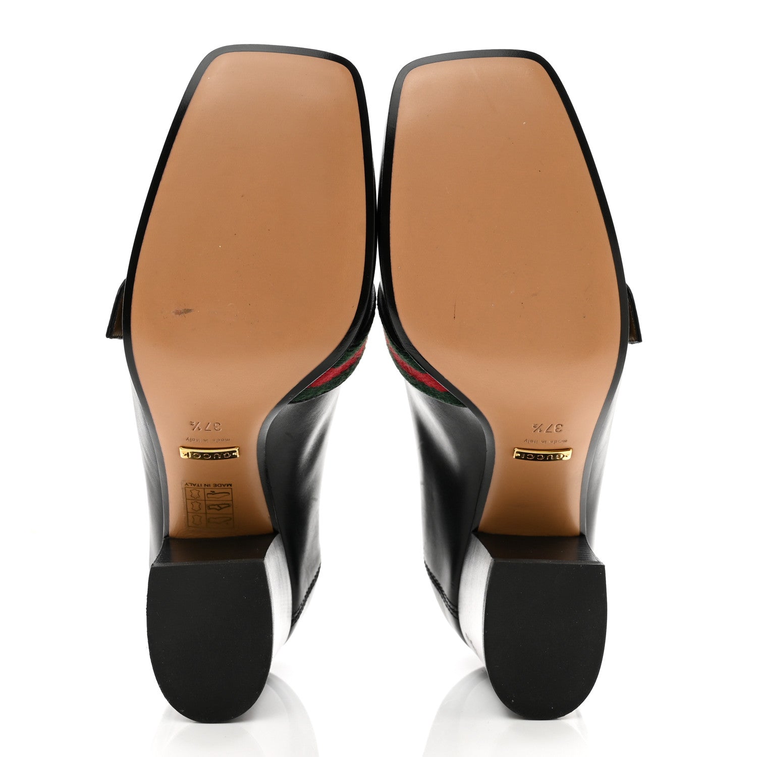 Gucci Calfskin Web Peyton Loafer Pumps 37.5 Black 5 of 8