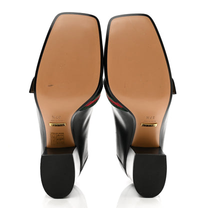 Gucci Calfskin Web Peyton Loafer Pumps 37.5 Black 5 of 8