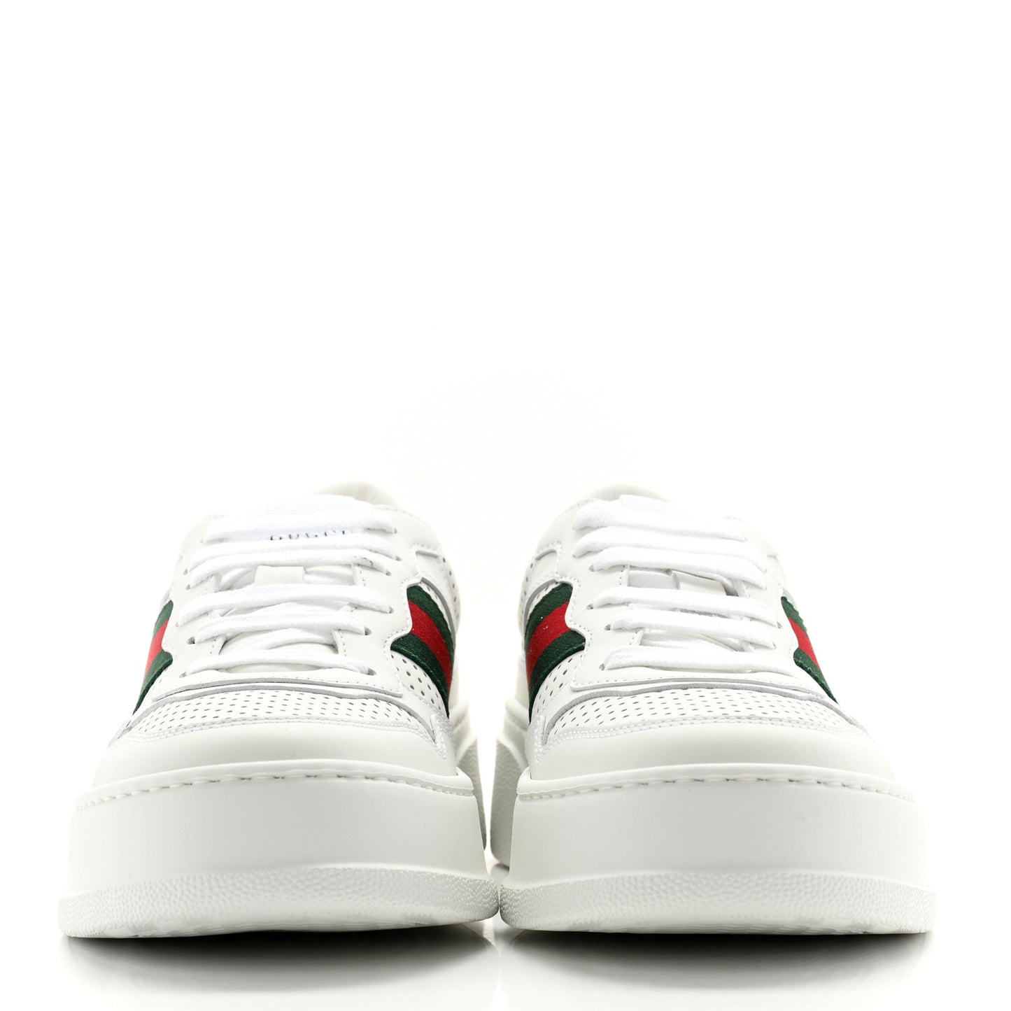 Calfskin Web Perforated Womens Platform 55mm Sneakers 37 White Bright Splash
