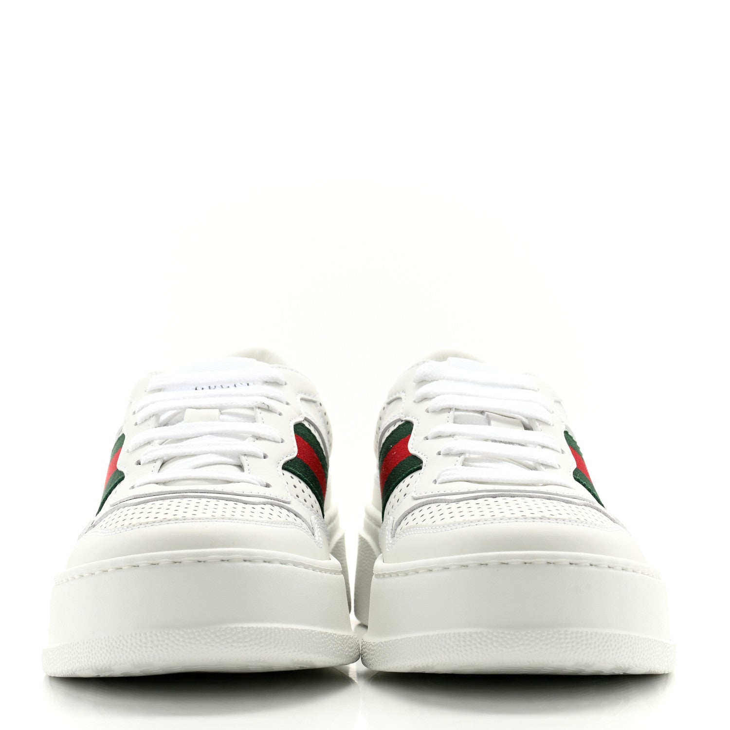 Gucci Calfskin Web Perforated Womens Platform 55mm Sneakers 37 White Bright Splash 2 of 8