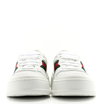 Gucci Calfskin Web Perforated Womens Platform 55mm Sneakers 37 White Bright Splash 2 of 8