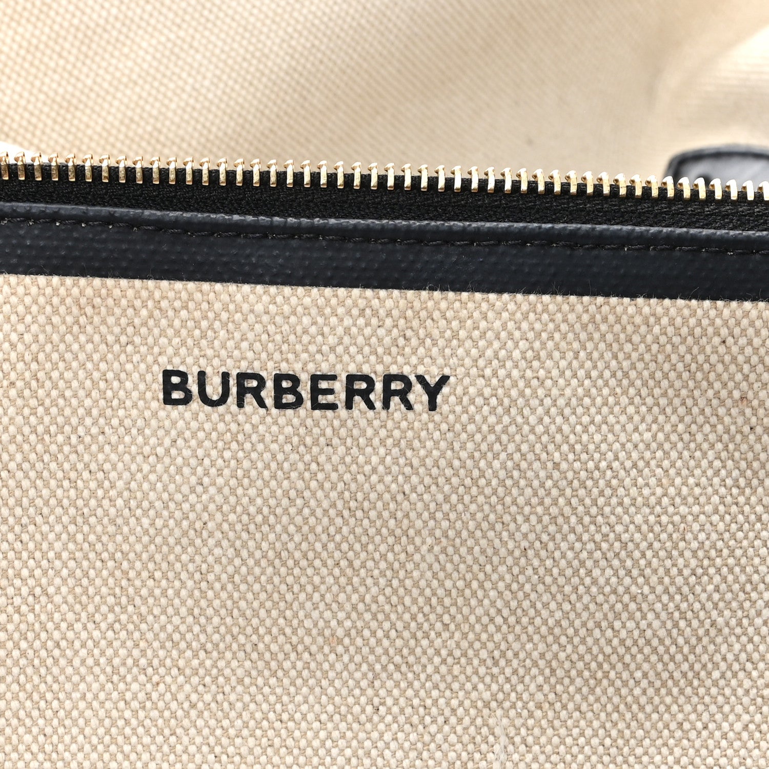 Burberry Cotton Soft Canvas Calfskin Medium Belt Tote Natural Black 7 of 12