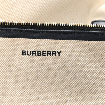 Burberry Cotton Soft Canvas Calfskin Medium Belt Tote Natural Black 7 of 12