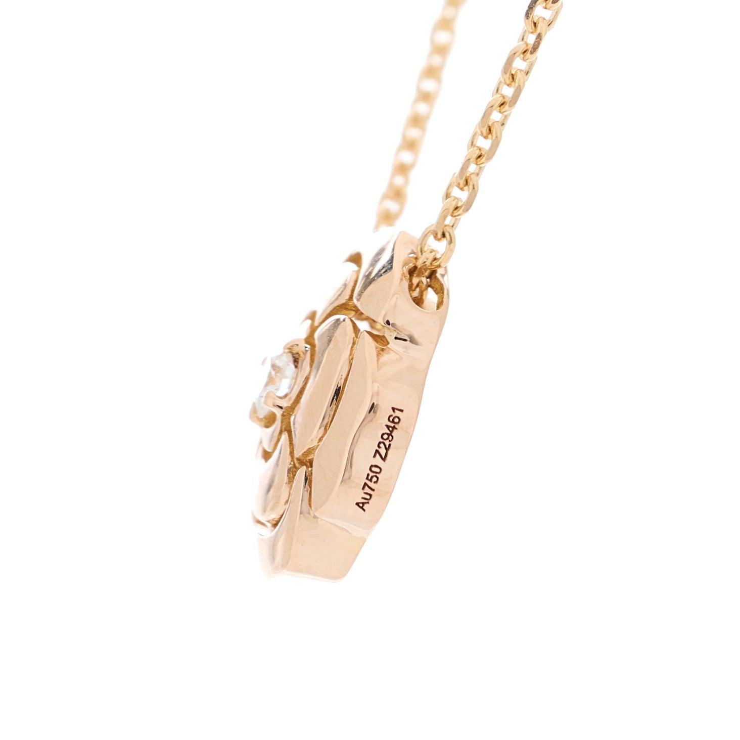 Chanel 18K Rose Gold Diamond Extrait de Camelia Pendant Necklace 4 of 5