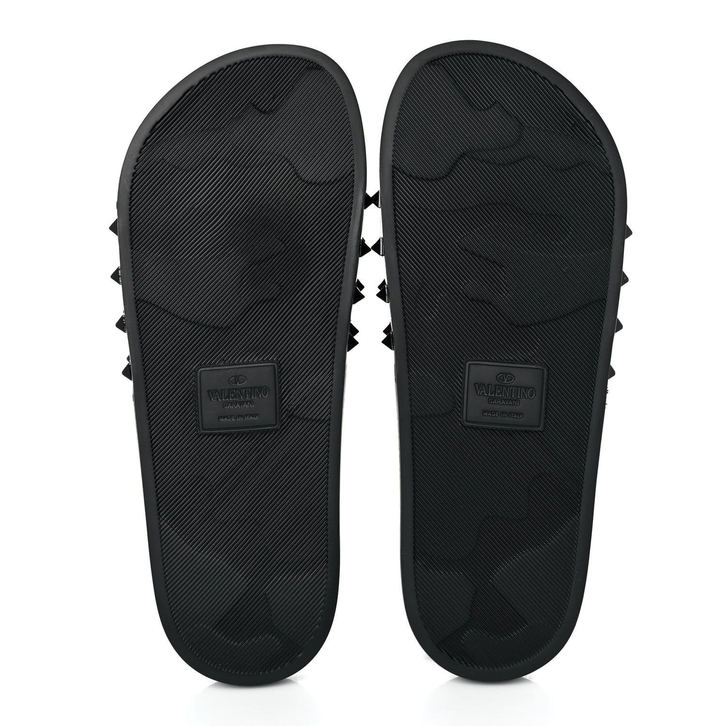 Patent Rubber Mens Rockstud VLogo Slide Sandals 42 Black