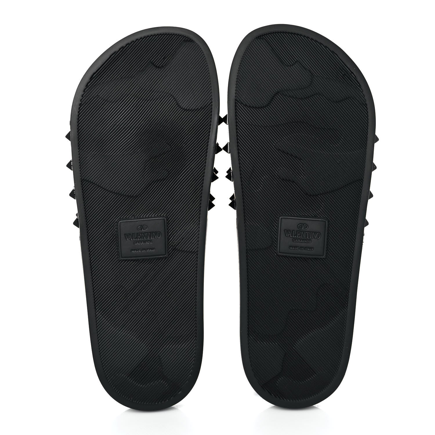 Valentino Garavani Patent Rubber Mens Rockstud VLogo Slide Sandals 42 Black 5 of 7