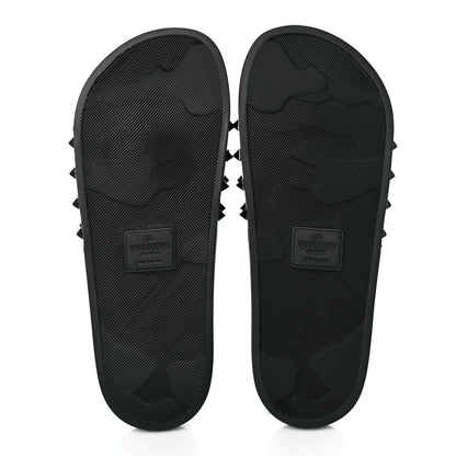 Valentino Garavani Patent Rubber Mens Rockstud VLogo Slide Sandals 42 Black 5 of 7