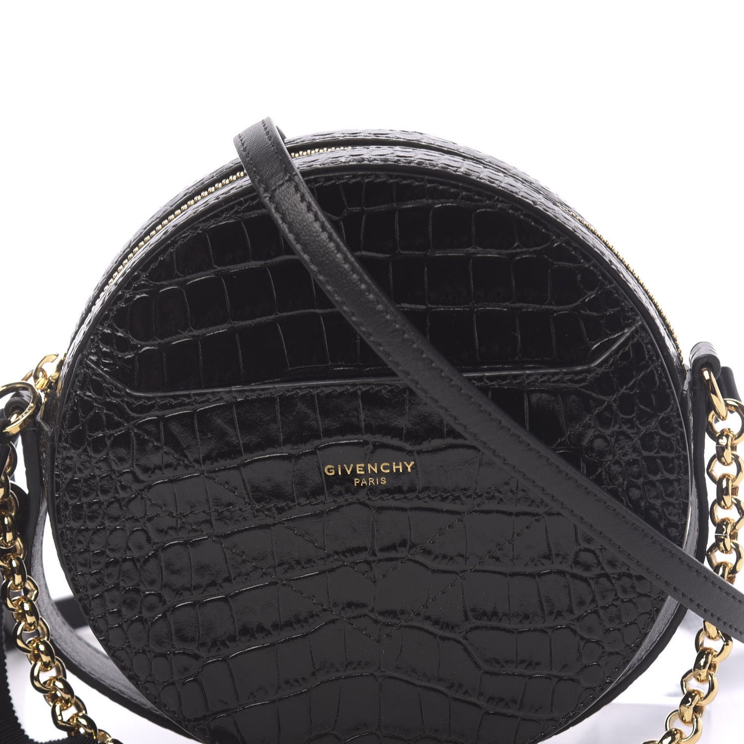 Calfskin Crocodile Embossed Eden Round Black