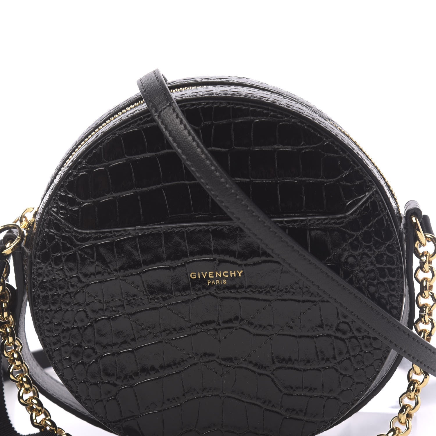Givenchy Calfskin Crocodile Embossed Eden Round Black 7 of 9