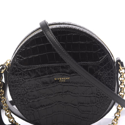 Givenchy Calfskin Crocodile Embossed Eden Round Black 7 of 9
