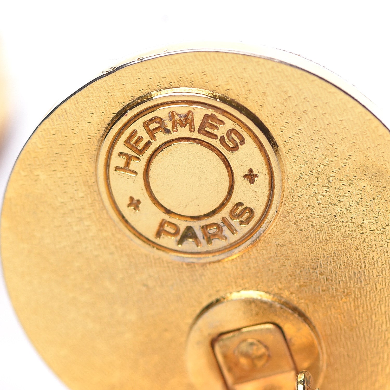 Hermes Lambskin Clip On Earrings Gold 4 of 4
