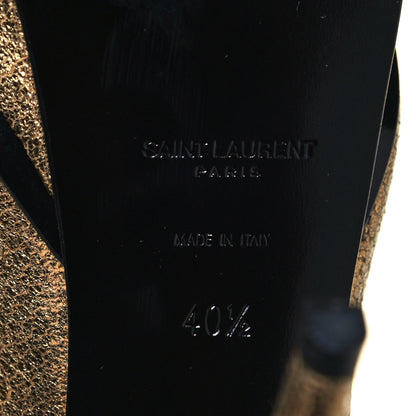 Saint Laurent Metallic Calfskin Tribute 16 Lace Up Platform Sandals 40.5 Gold 6 of 7